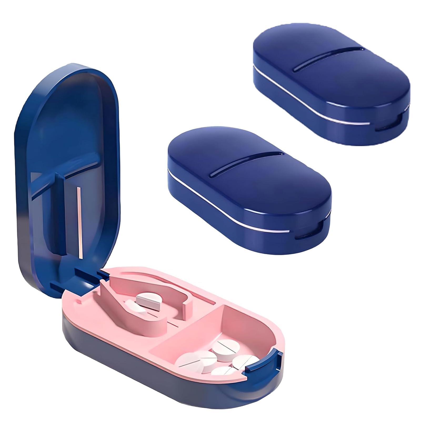 Medicine Cutter For Pills, Tablet Cutter For Small Tablets, Pill Cutter For Tablets Of Any Size, Daily Medication Organization And Travel Preparation, Gemstone Blue Set Of Three-image-27