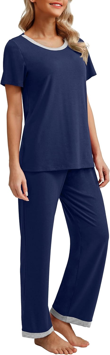 PrinStory 2025 Womens Pajama Set Short Sleeve Sleepwear Ladies Soft Pjs Lounge Set with Pockets - Image 3