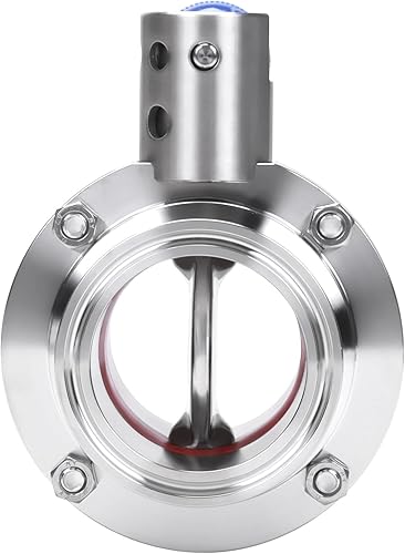 Miniatura 2 de DERNORD Paquete de 2 válvulas de mariposa sanitarias de 2 pulgadas con mango de tracción de acero inoxidable 304 Tri Clamp Trébol