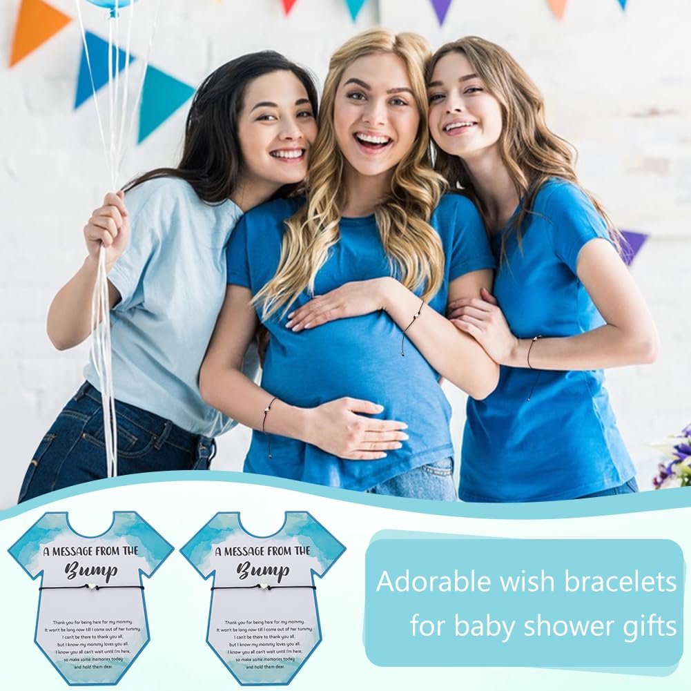 FINGERINSPIRE 24 Set Babyparty Gastgeschenke Für Gäste 24 Papierarmband Displaykarten Mit 24 verstellbaren Süßen Herz Armbändern Aus Geflochtener Polyesterkordel als Partygeschenk