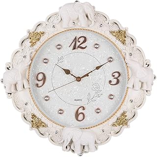 LWX Europeo Orologio da Parete Rotondo Soggiorno Decorazione Appeso A Parete Manor Elefante Orologio da Parete Orologio Creativo Orologio al Quarzo Muto (Color : Beige)