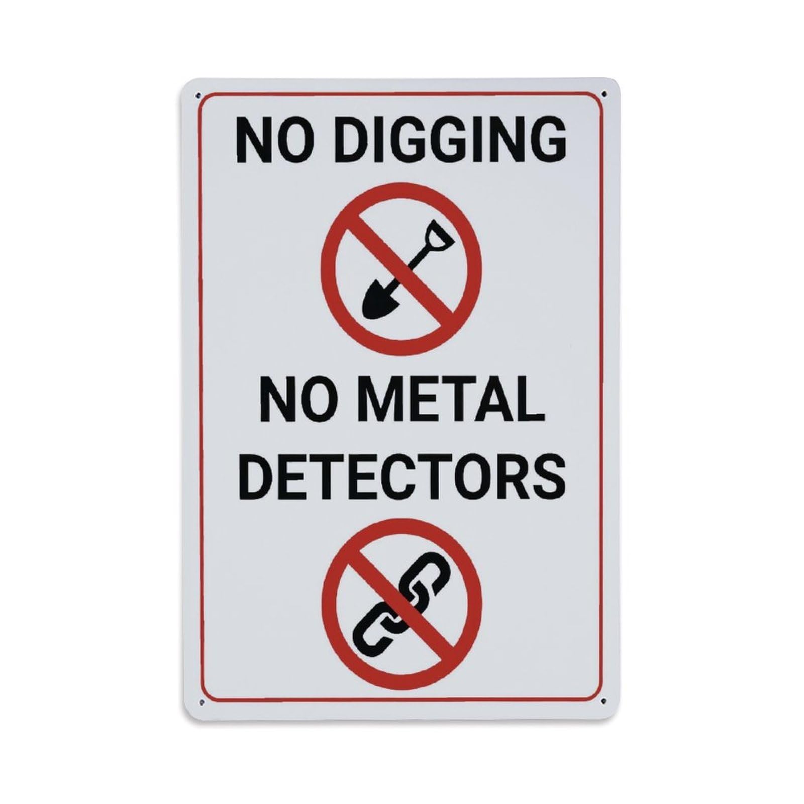 No Digging No Metal Detectors Prohibition Sign Vintage Aluminium Metal Sign, Retro Wall Decor for Home, Bar, Garage & Farmhouse 30x20cm