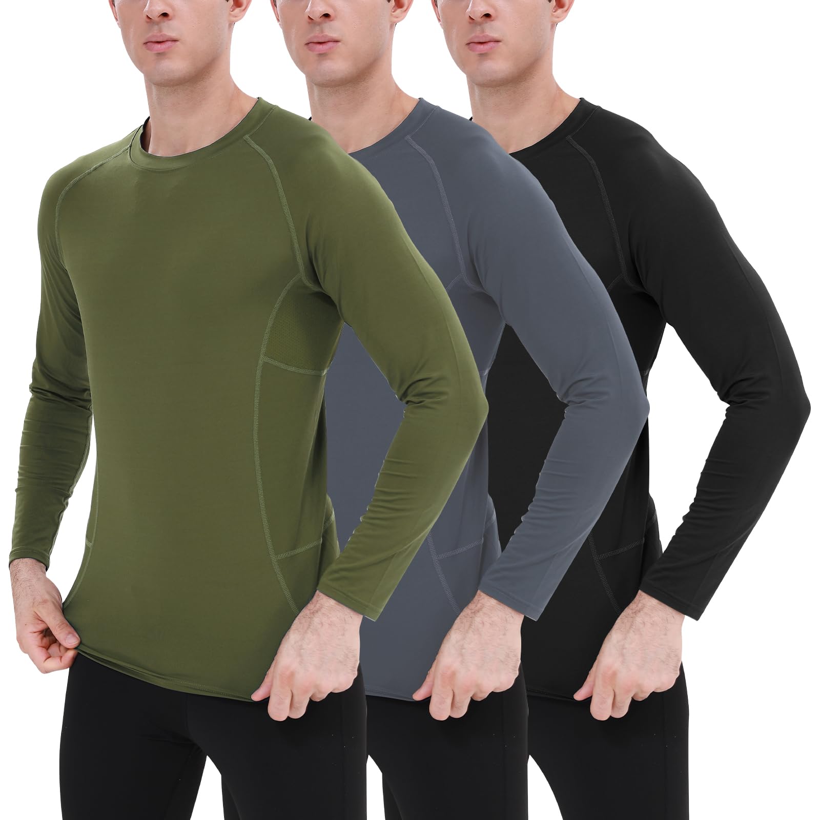 BOOMCOOL Camisetas de compresión de manga corta para hombre, camiseta deportiva de capa base, camiseta de entrenamiento atlético, paquete de 3 unidades