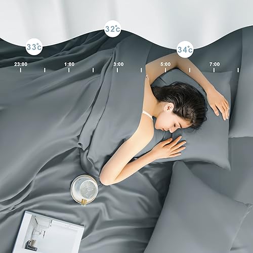 Miniatura 7 de LBRO2M Sábanas de cama 100  bambú tamaño matrimonial bolsillo de 16 pulgadas de profundidad ropa de cama súper suave sedosa suave transpirable