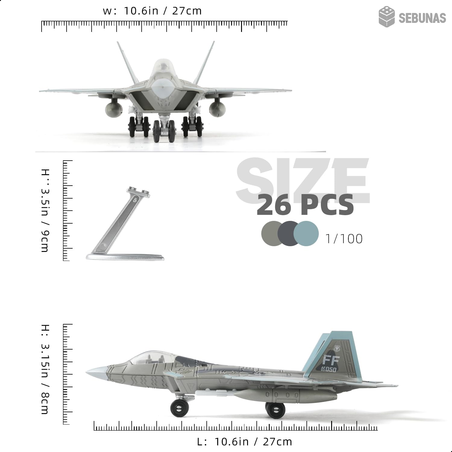 Amazon | SEBUNAS 1:72スケール F-22 ラプター戦闘機 クイックビルド