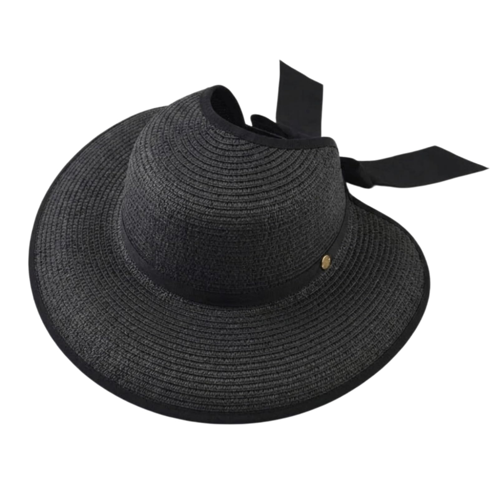 Cappellino da Baseball,Cappello Pescatore Moda Donne Paglia Cappello Spiaggia, Leggero Ampio Bordo Sole con Design Arco per Viaggi E Uso All'aperto-Beige