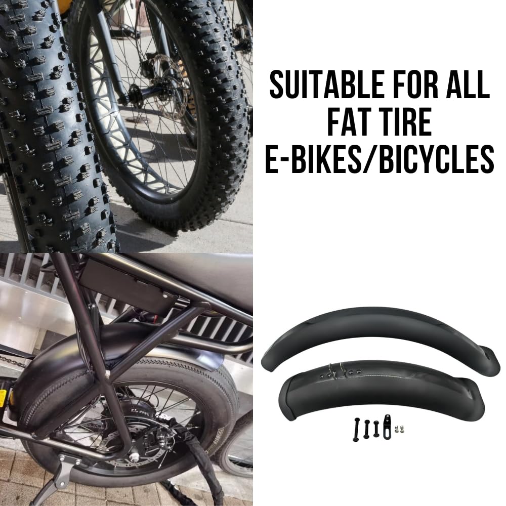 ZSYALY Fat Tire Fahrrad-Schutzblech-Set, vollständige Abdeckung, einfaches Vorder- und Hinterradschutzblech-Set (50,8 x 10,2 cm), Schwarz