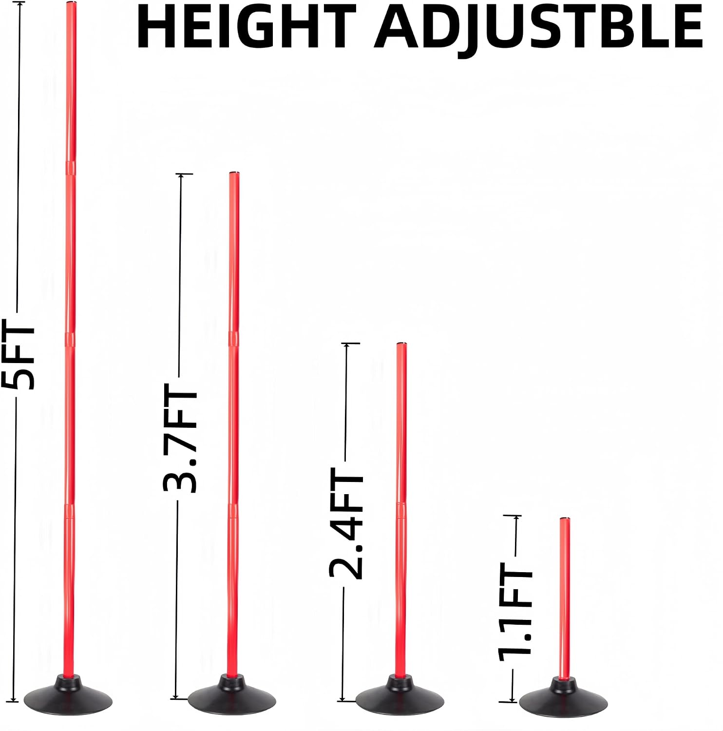 12 Pcs 5 FT Adjustable Agility Training Poles for Soccer,Basketball,Football, Horse,Dog-Speed and Agility Training Equipment Sports Training Poles with Rubber Bases and Bag(Blue+Red)
