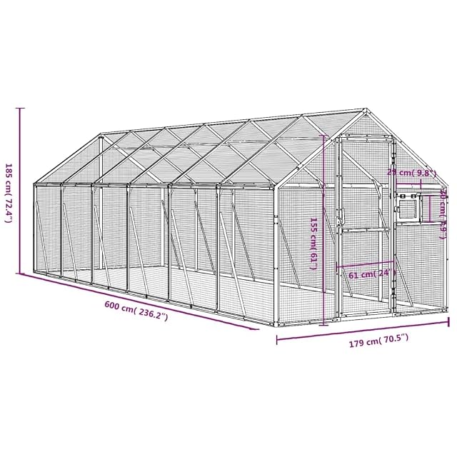 Foto 3 de 8 de vidaXL Pajarera de Aluminio Gris Antracita 1,79x6x1,85 m