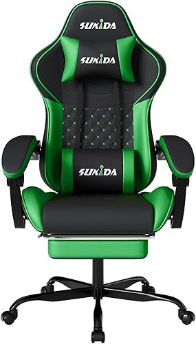 Miniatura 11 de Sillas ergonómicas para videojuegos, silla de computadora para videojuegos, sillas de jugador para adultos, soporte lumbar de masaje, respaldo