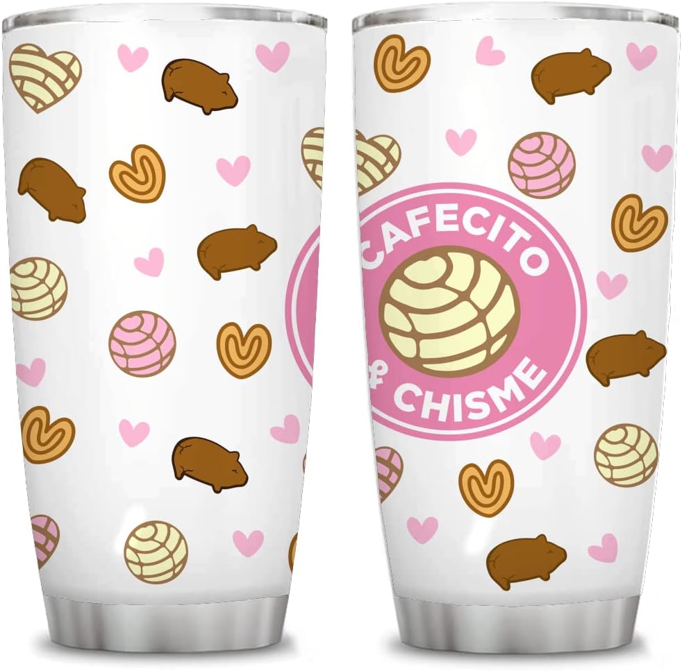 Cafecito Y Chisme Mug,Cute Mexican Coffee Mugs Tumbler Cup,Cafecito & Chisme Insulated Tumbler,20 Oz Funny Gifts for Women,Birthday Gift for Mom,Mom's Day Gift,Coffee Travel Mug for Friends,1 Pcs