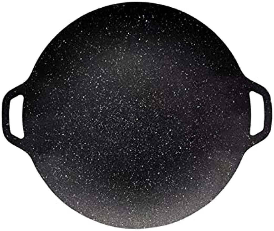 Placa de hierro fundido para barbacoa, accesorios redondos de fácil limpieza, para camping y jardín (28 cm)
