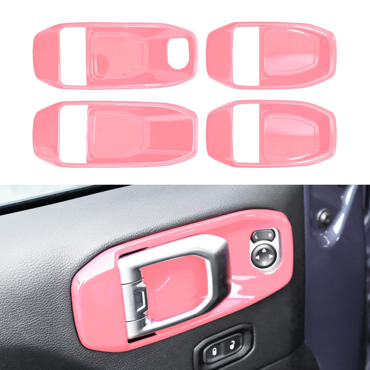 Barong for Jeep Wrangler JL JLU Gladiator JT 2018-2025 Accessories Inner Door Handle Bowl Cover Decor Trim (Pink