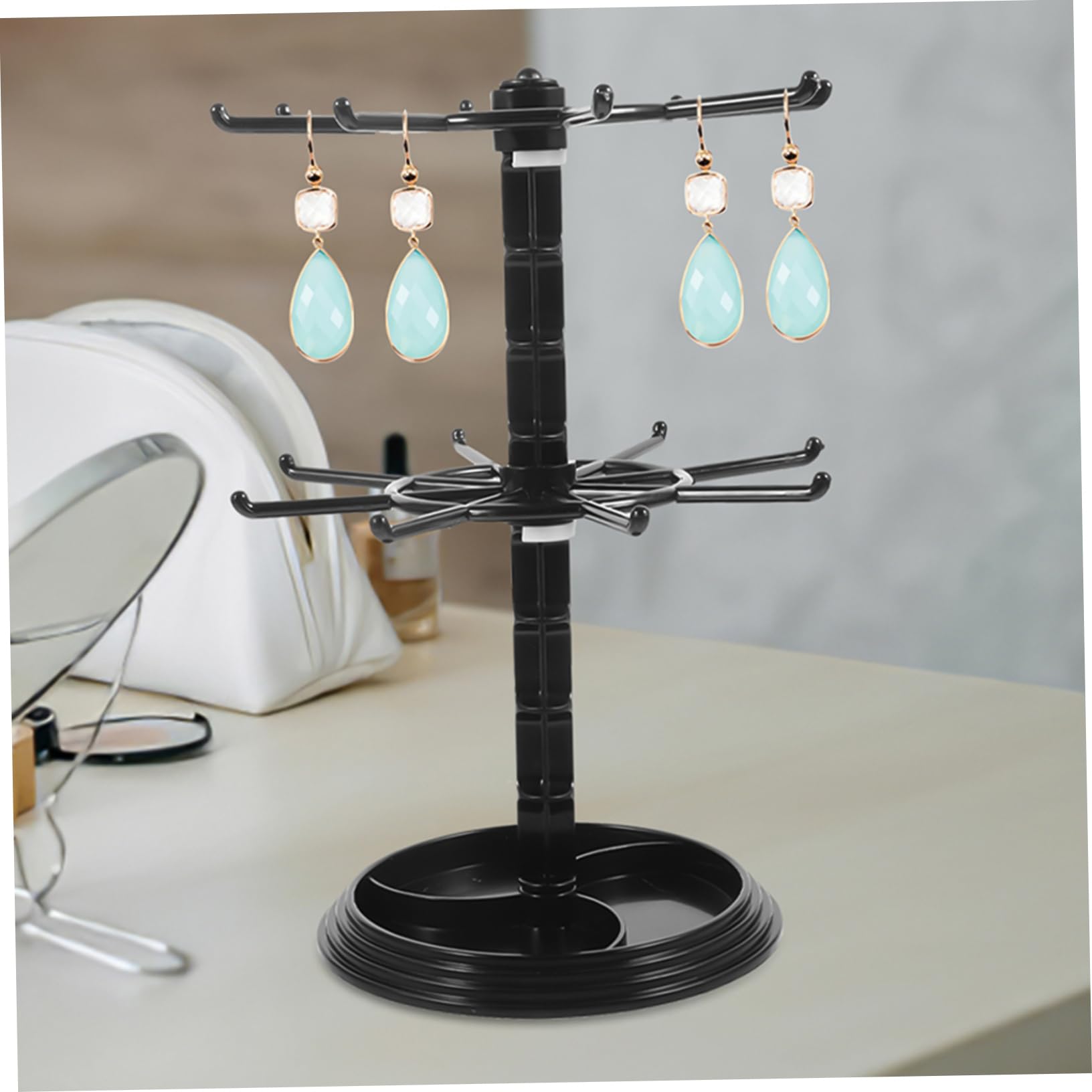 Espositore Girevole per Orecchini 2 Pezzi in Plastica | Gioielli e Ear Studs, da Dressing Table, Design Moderno, Resistente alla Ruggine e Non Si Deforma
