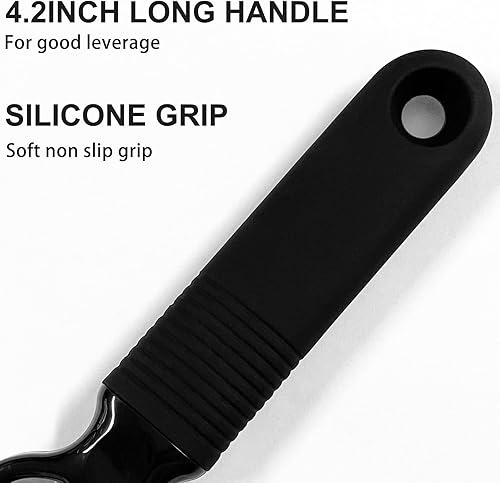 Miniatura 3 de DUNLAGUE Abrelatas de soda y abrebotellas de cerveza con mango de silicona de 4.2 pulgadas de largo, abridor de pestañas para uñas largas,