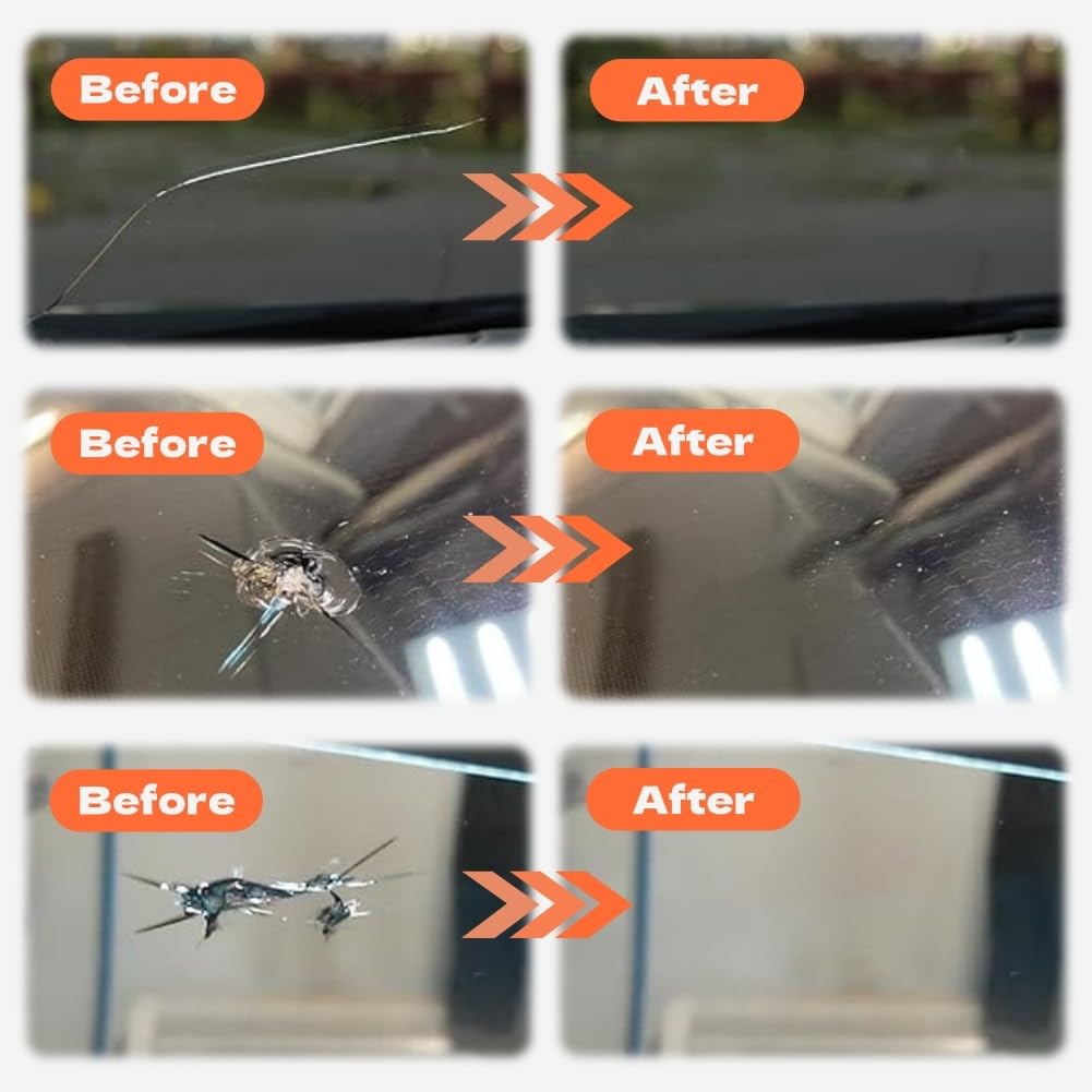 Kit Riparazione Crepe Vetro,3pcs Kit Riparazione Parabrezza Auto,Kit di Riparazione Crepe Parabrezza,Kit di Riparazione per Crepe