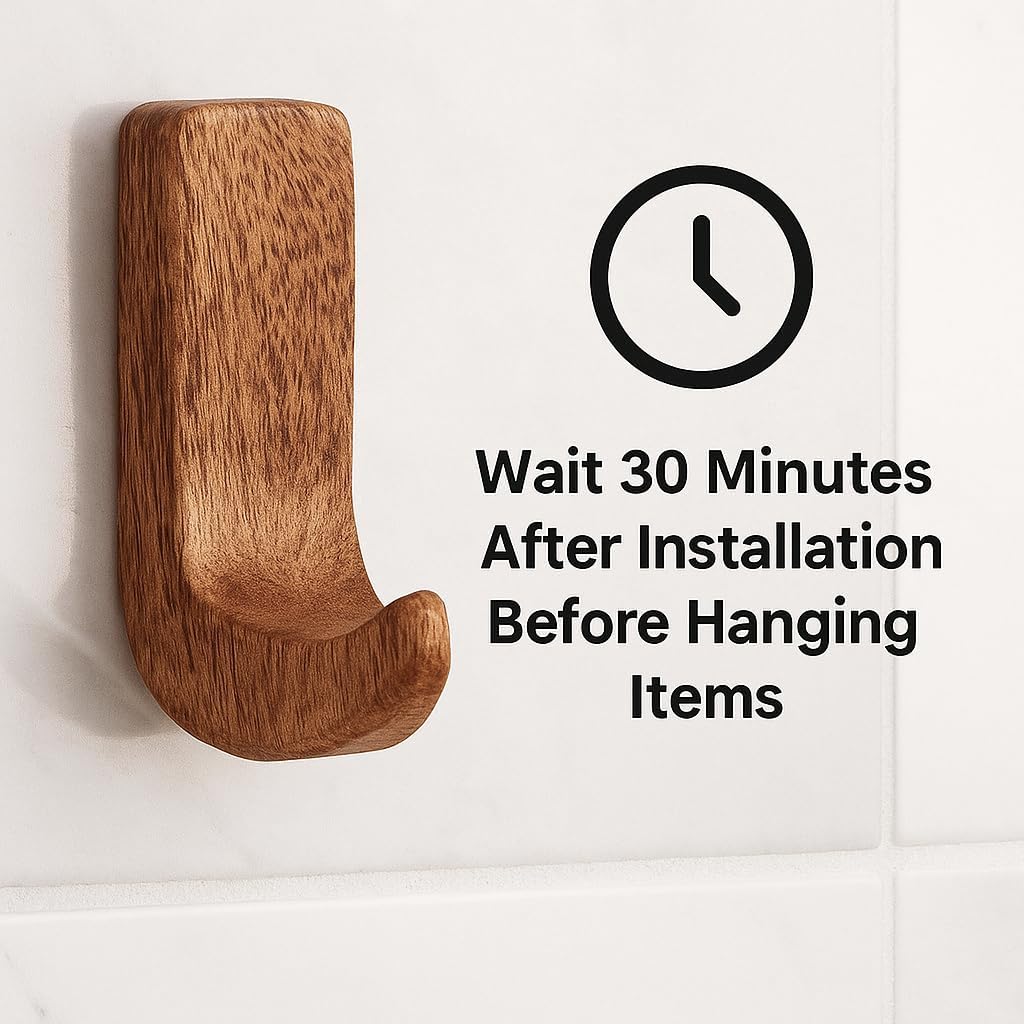 Indian Shelf Decorative Wood Adhesive Wall Hooks - No Damage Boho Hooks for Keys, Jewelry, Leashes and Lightweight Accessories - 50 Hangers with 100 Strips