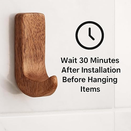 Miniatura 5 de Indian Shelf 6 ganchos, 12 tiras que no dañan pequeños ganchos de pared de madera adhesivos bohemios, gancho de pared decorativo para colgar