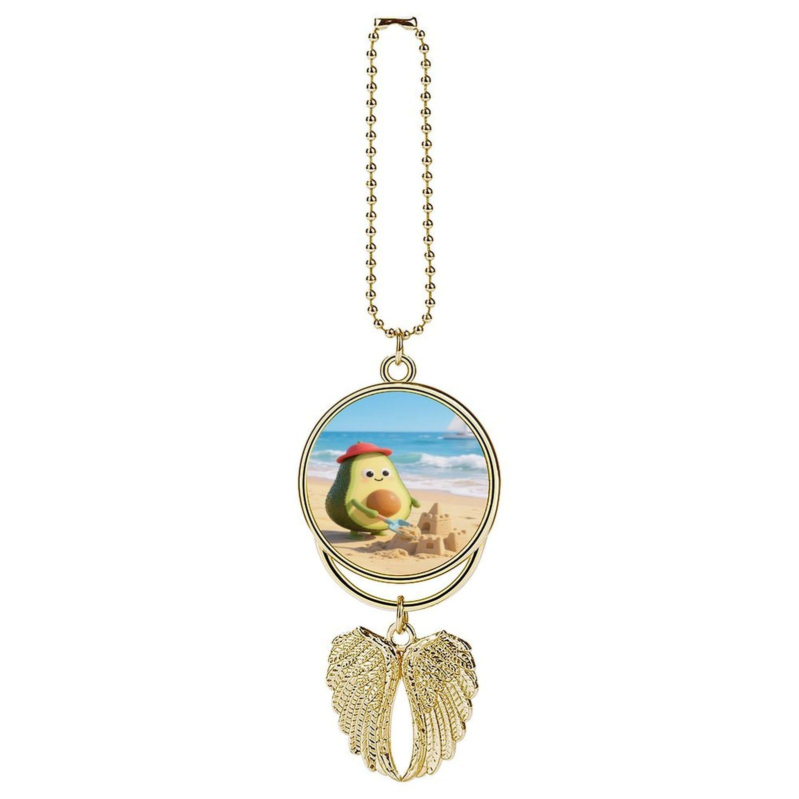 Car Charm Zinc Alloy Rearview Mirror Hanging Ornament Premium Metal Avocado Car Pendant for Auto Interior Decor Accessories,Unique Gift for Adult,Golden-Style