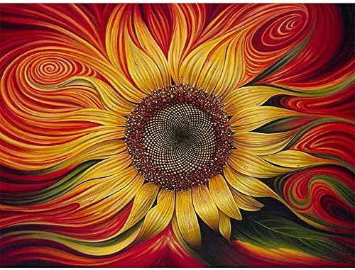Artoree DIY 5D Diamond Painting by Number Kit for Adult, Full Drill Diamond Embroidery Kit Home Wall Decor-20x14" Flaming Sunflower