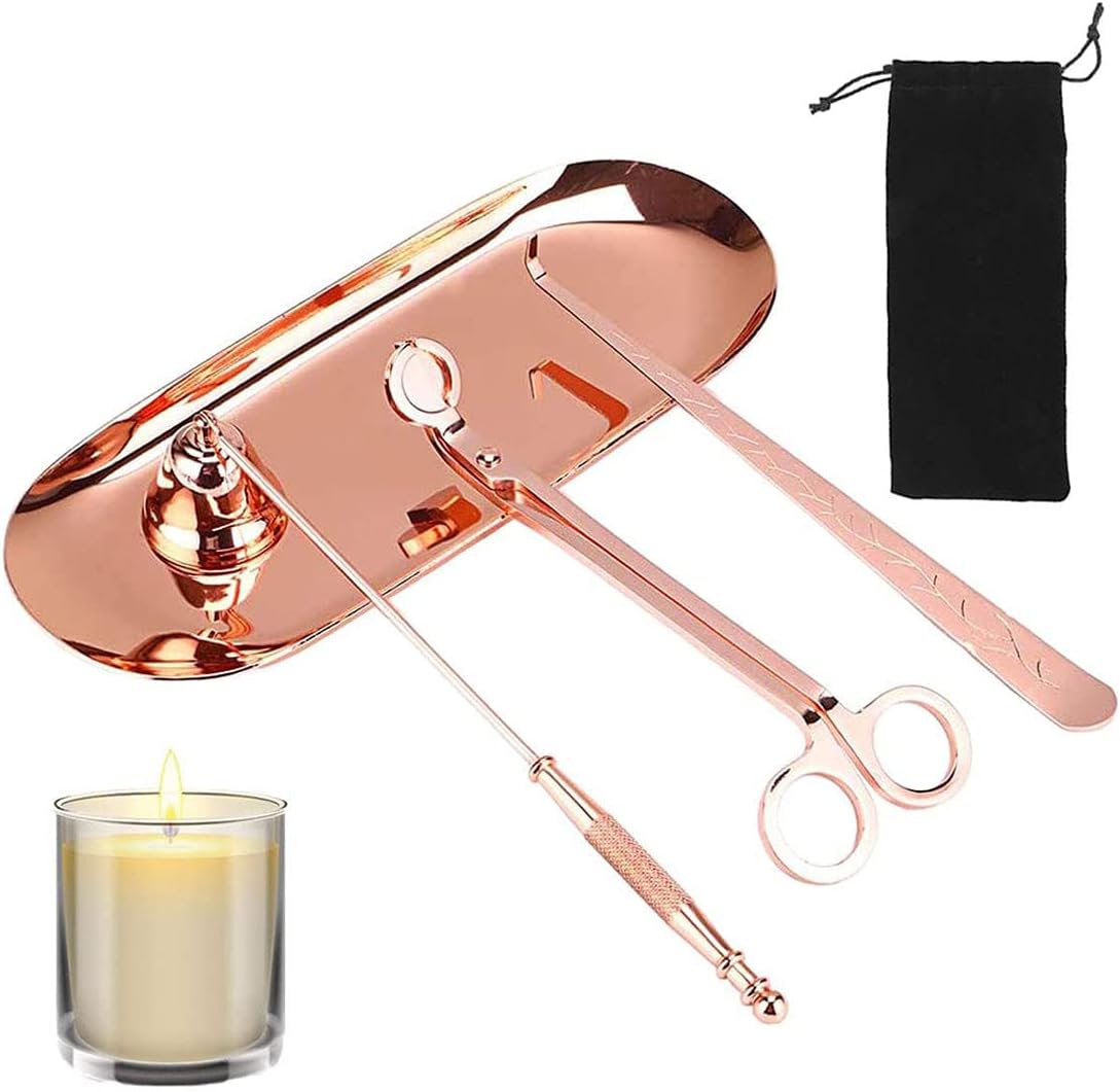 Accessory Set - Candle Wick Trimmer, Candle Snuffer, Candle Wick Dipper, and Storage Tray, Candle Care Tools,
