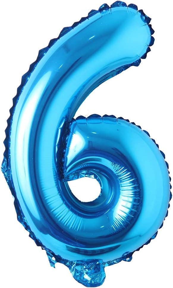 16" inch Single Blue Alphabet Letter number Balloons Aluminum Hanging Foil Film Balloon Wedding Birthday party decoration banner Air Mylar Balloons (16 inch Pure Blue 6)