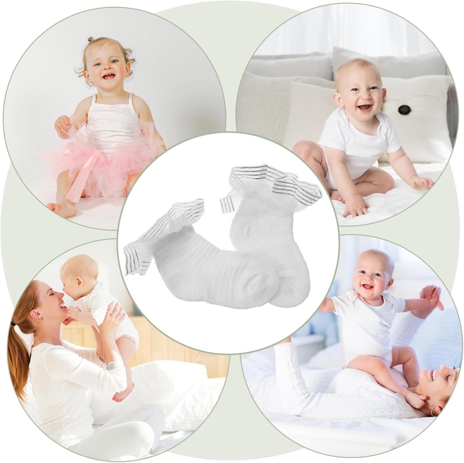 VALICLUD 1pair Girls Knee Socks with Tulle Lace Trim Breathable Cotton Mesh Socks for Newborns Adorable Ruffled Design for Dressy Outfits and Special Occasions