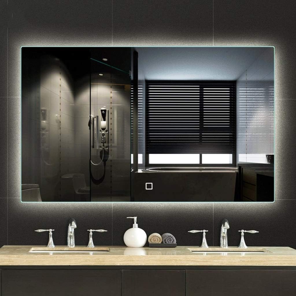 Bathroom Mirrors Illuminate LED Anti-Fog Explosion Proof with Touch Switch Dimmable Memory Function Applicable Bedroom/Hotel/WC (Size : 60x80cm)