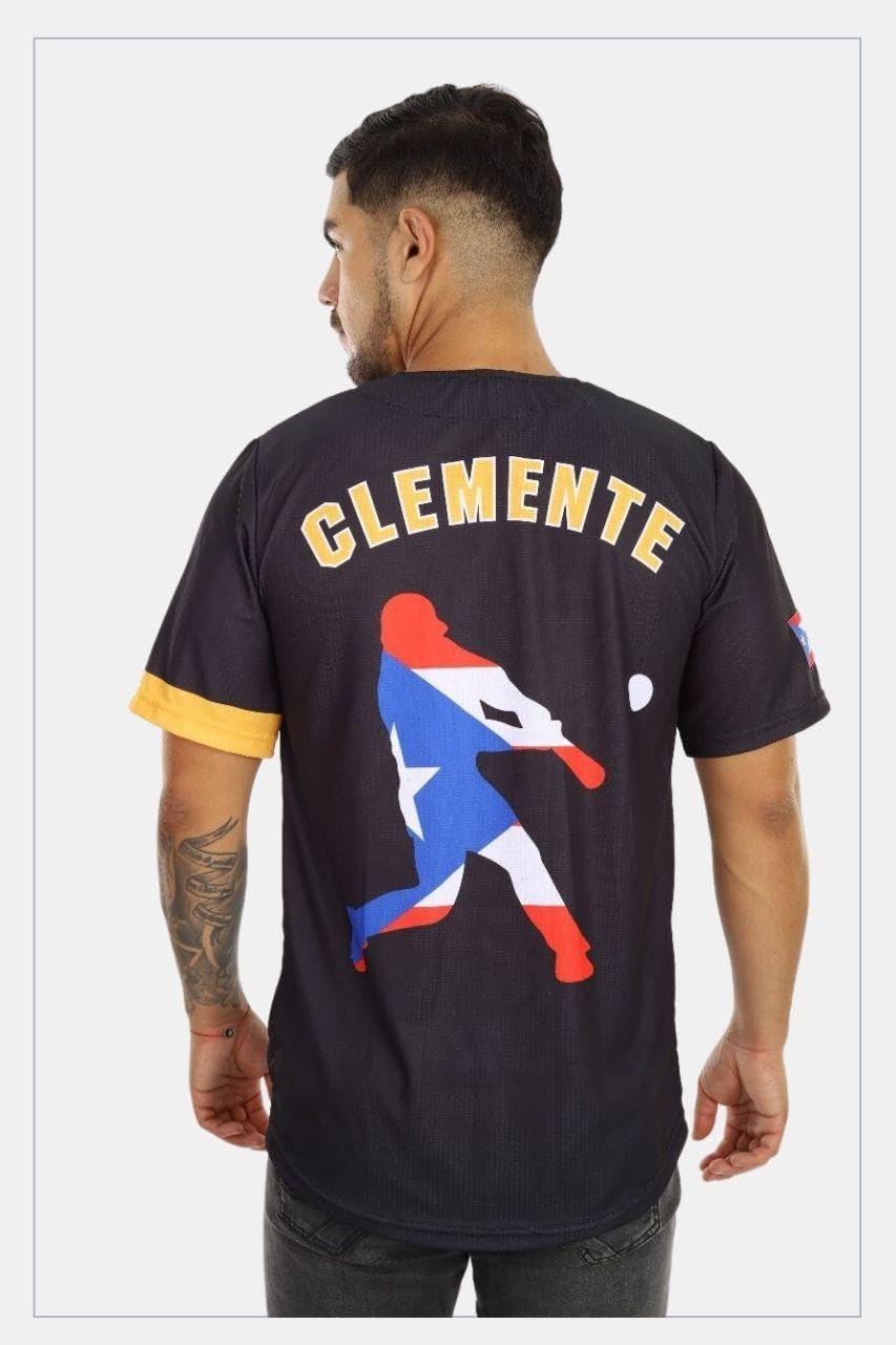 Puerto Rico Baseball Jersey Black | Clemente 21 Tribute Shirt for Men – Limited Edition Baseball Jersey Light Weight Tee - Image 3