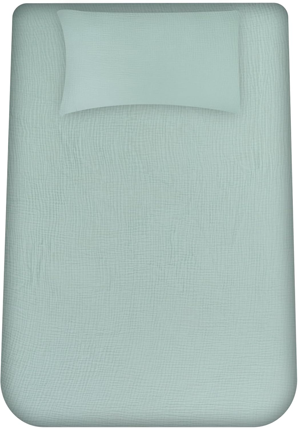 Muslin Cotton Twin XL Fitted Sheet Set,Soft and Breathable 2 Piece (1 Fitted Sheet, 1 Pillowcase) Deep Pocket Bed Sheet (Blue)