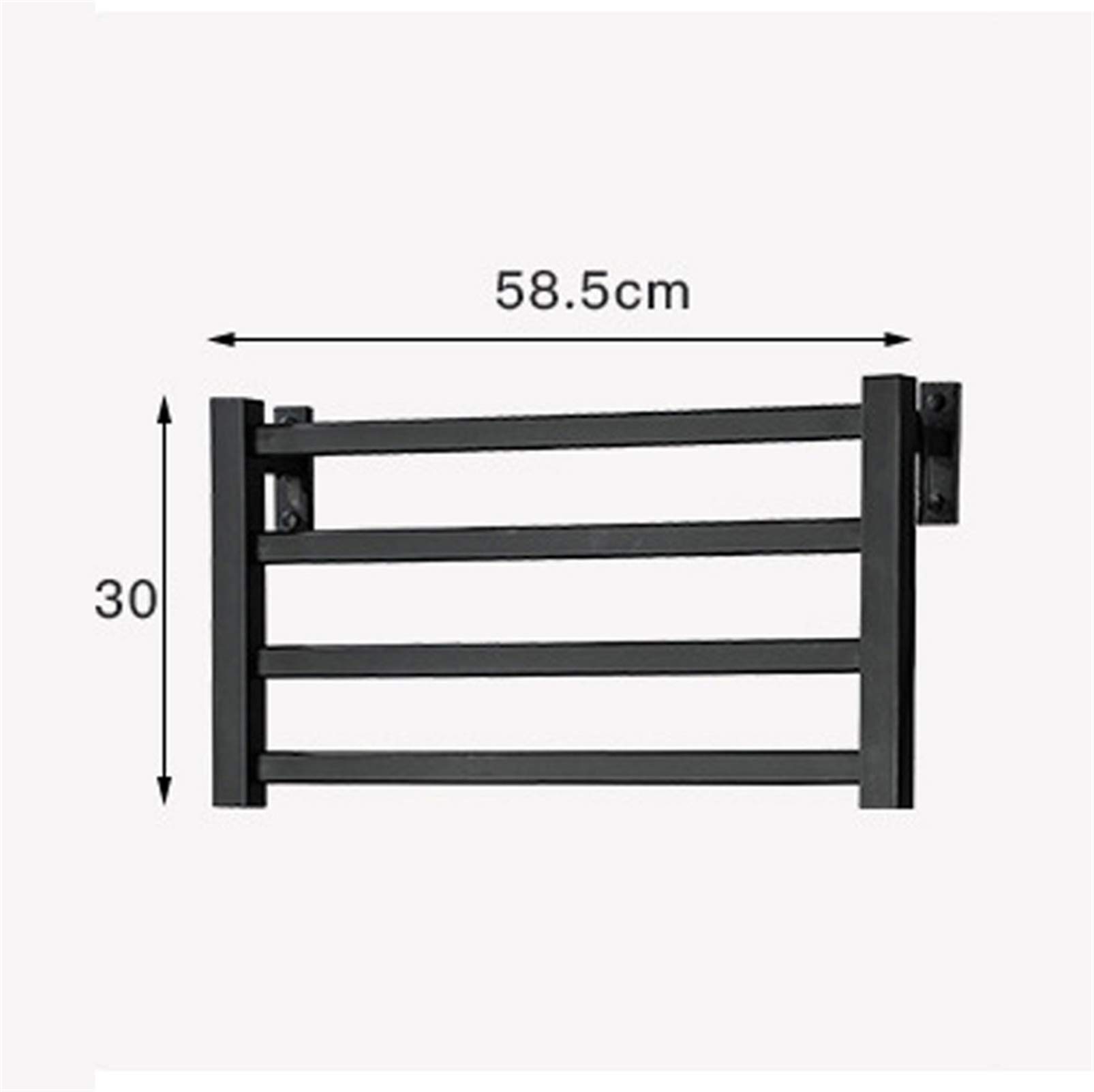 Scaldasalviette da bagno con presa elettrica, da parete, con 4 barre tubolari quadrate, colore: nero