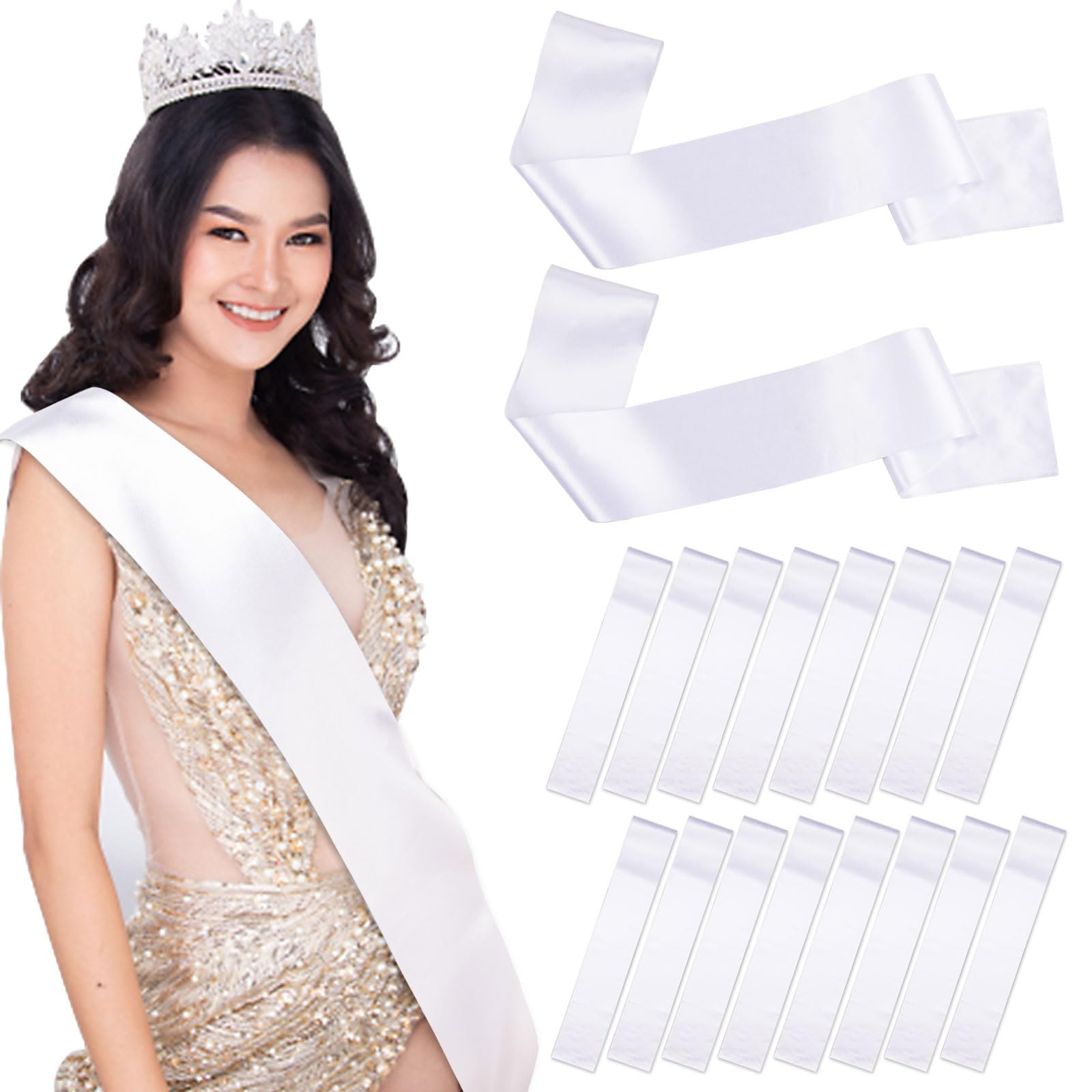 MixTeach 36 Pack Blank Satin Sash Plain Sashes DIY Personalized Senior Sashes for Pageants Moms Brides Graduation Wedding