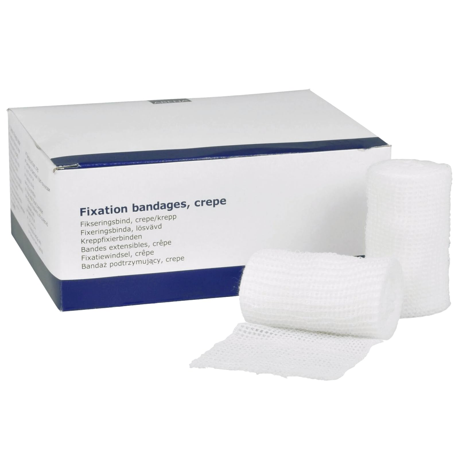 ABENA Crepe Fixation Bandage, 4cm x 4m, Pack of 20 Rolls, Non-Adhesive, ≥80% Stretch Capacity Breathable Non-Woven Retention Bandage, Soft Stretch for Wound Dressings, Catheter & Drains, Latex Free