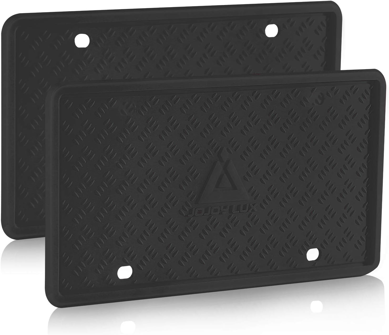 2 Pack Silicone License Plate Frame, License Plate Holder, Universal American Auto Black License Plate Frame Rust-Proof, Rattle-Proof, Weather-Proof (Black)