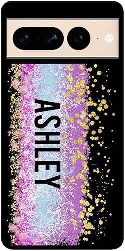 Unicorn Teal Purple Pink Gold Splash Personalized Black Rubber Phone Case Compatible With Google Pixel 10, 10 Pro, 10 Pro XL, 9a, 9 Pro, Pixel 9,