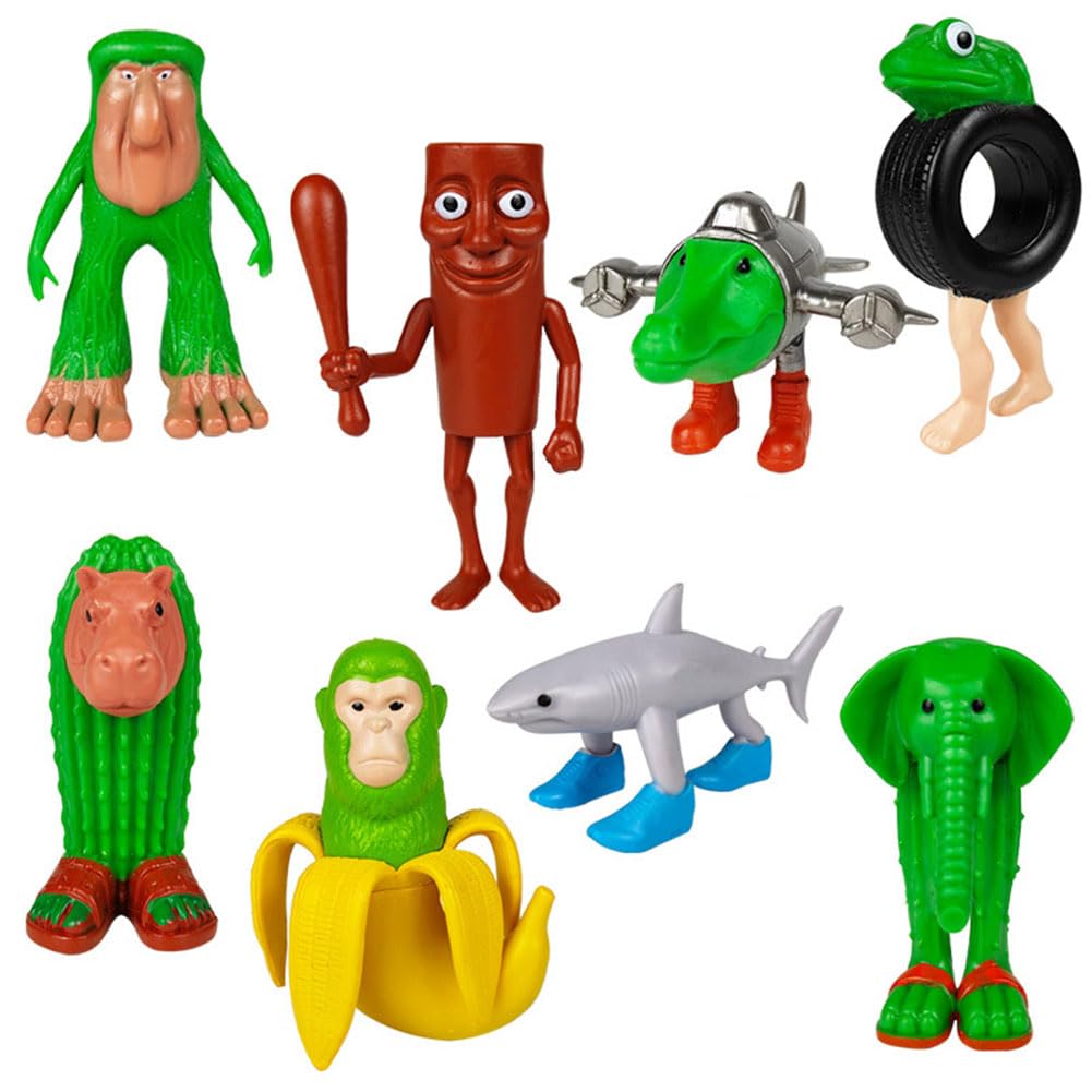 Funny Italian Brainrot Animal Figures Set Tung Tung Tung Sahur Figures Creative Wooden Stick Style Collectible Ornaments Tralalero-Inspired Desktop Decorations for Home Office Decor Gifts-Style A