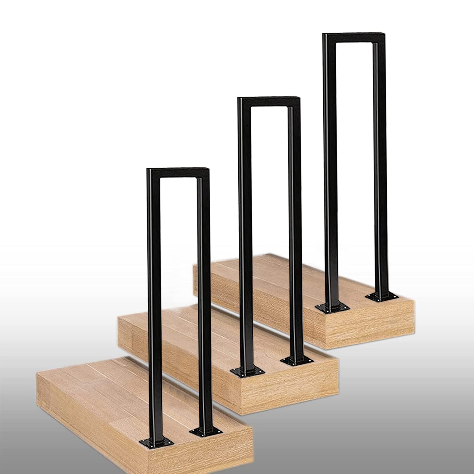 Gyeqxkt Black U Shaped Wrought Iron Stair Banister Handrail Modern 100Cm Stairway Railing For Disabled Elderly Kids Indoor Outdoor Grab Rail
