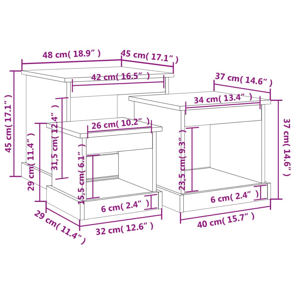 Tavolino da letto Tavolino da divanoTavolini Impilabili 3 pz Bianco Lucido in Legno MultistratoAdatto per soggiorno, camera da letto, balcone e ufficio