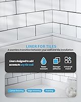 Vista 6 de Art3d - Revestimiento autoadhesivo de 10 pies para bordes de azulejos de salpicadura, adhesivo para decoración de esquinas en blanco, A17981WT