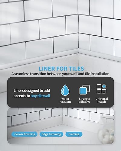 Vista 53 de Art3d - Revestimiento autoadhesivo de 10 pies para decoración de esquinas, despegar y pegar recortes en los bordes de los azulejos protectores