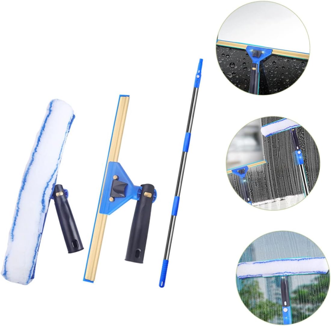 SAFIGLE Extendable Microfiber Window Scrubber and Squeegee Combo for Car Shower Glass and Bathroom Ergonomic Non-Slip Handle Easy to Install Suitable for Various Surfaces