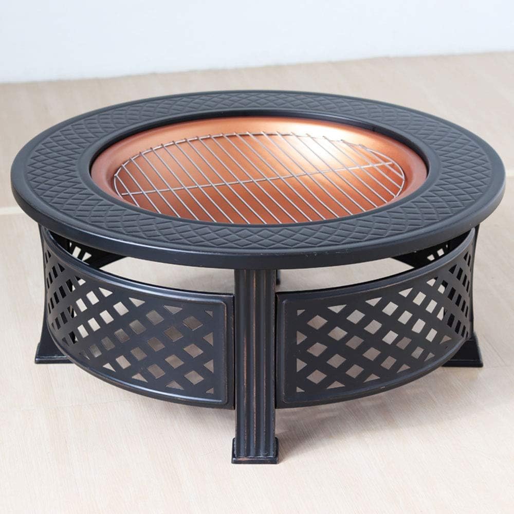 Fire Pit with BBQ Grill Shelf,Outdoor Metal Brazier Round Table Fire Pit Garden Patio Heater/BBQ/Ice Pit,Outdoor Fire Pits
