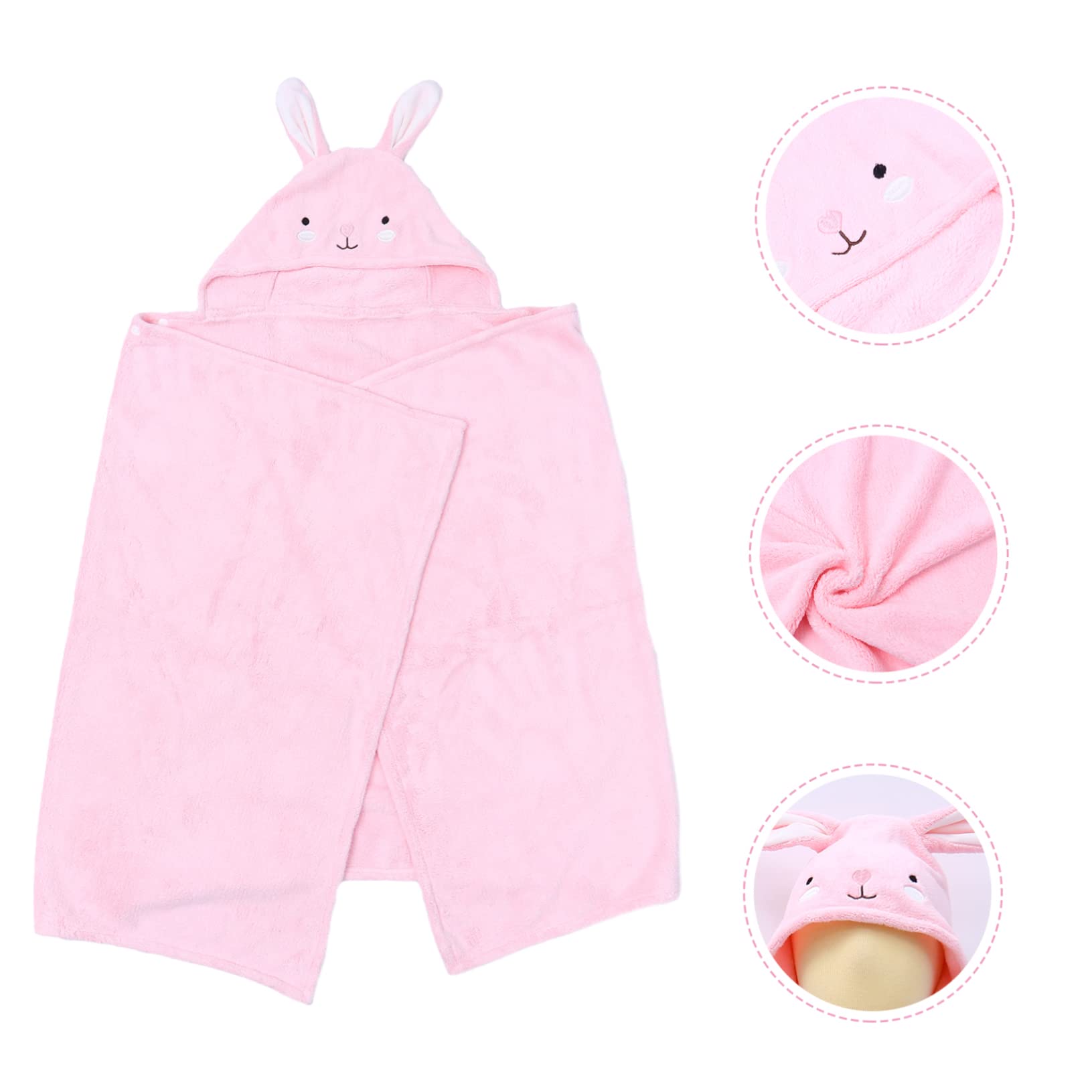 1 pièce Serviette de Bain à Capuche Cartoon pour Garçon Fille Peignoir Doux et Confortable Parfait pour Bain Modèle Lapin Rose
