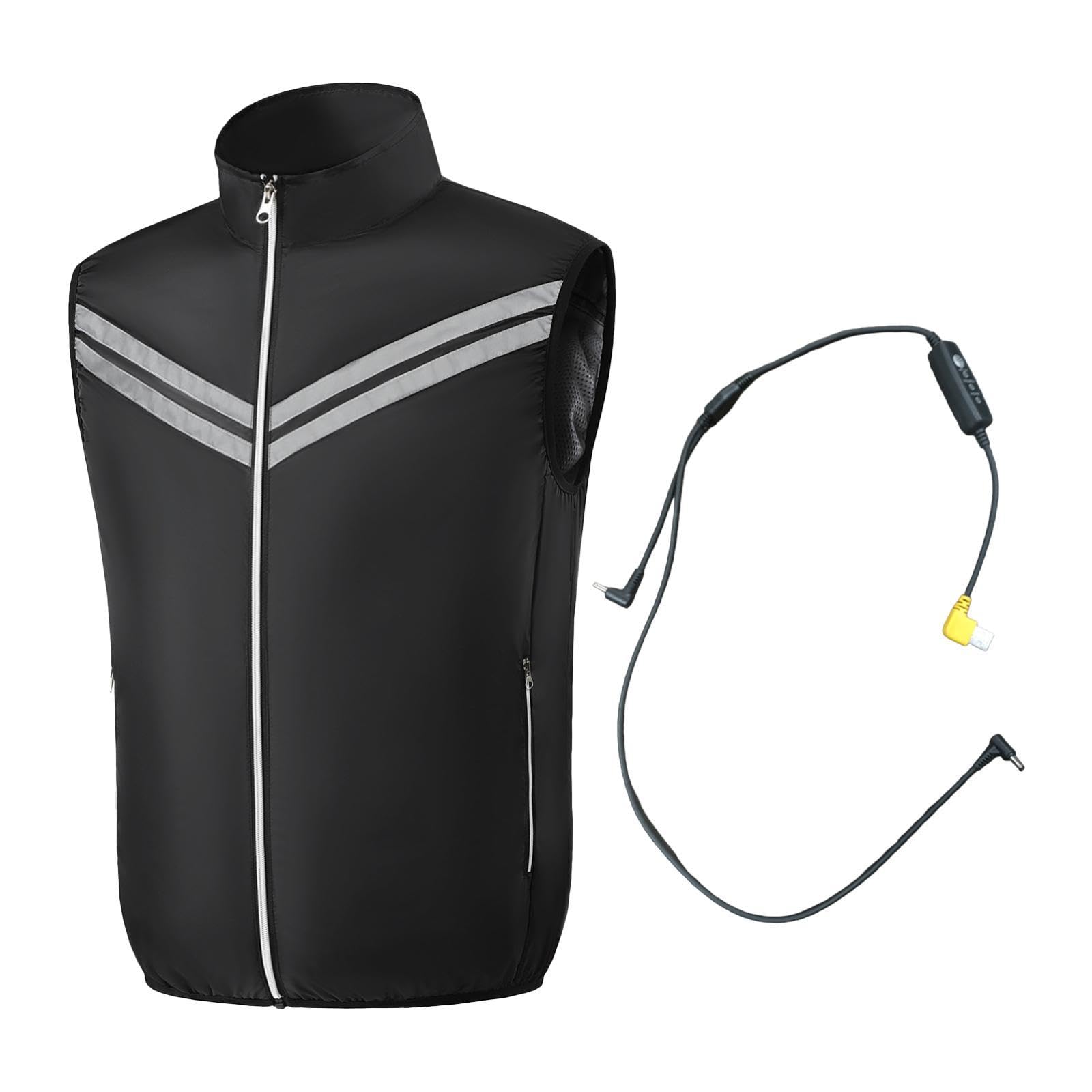 merishopp Cooling Fan Jacket 2 Fans Wearable Portable Cooler for Cycling Hiking Summer Black XL-picture-0