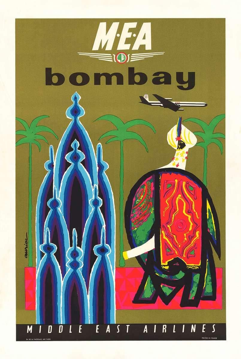 Historic Pictoric MEA Bombay - 24in x 16in Vintage Middle Eastern Poster Print