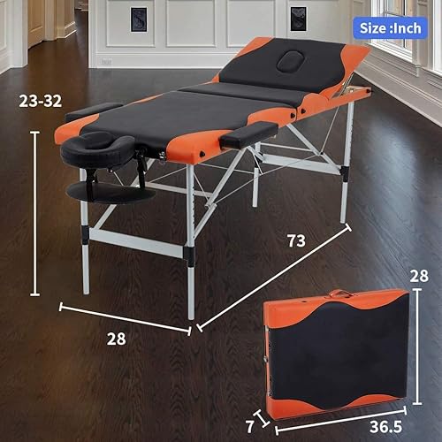 Miniatura 7 de Mesa de masaje cama de spa de 84 pulgadas de altura ajustable mesa de masaje de aluminio de 3 pliegues con cuna facial funda de transporte portátil
