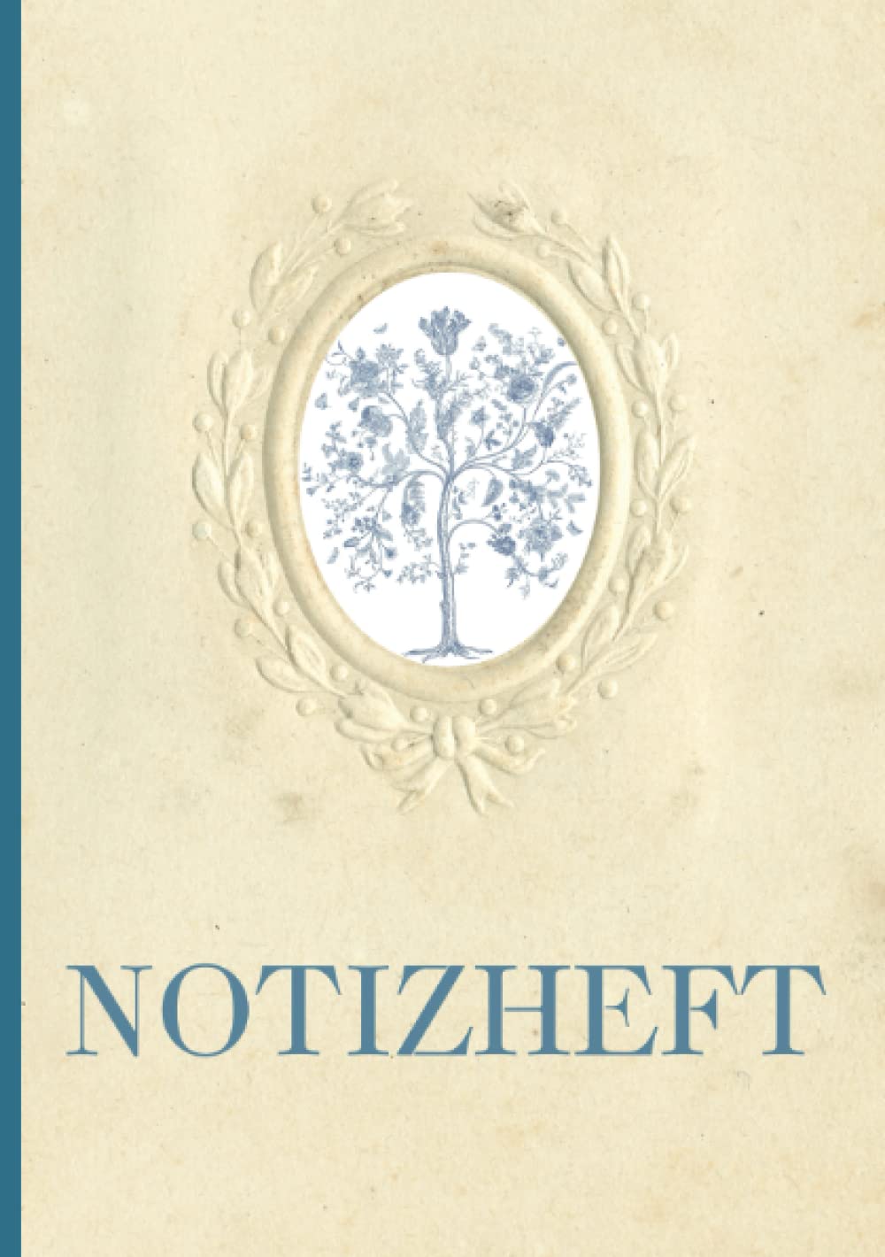 Edel Luxus Notizheft A5 blau gepunktet: Ornament Lebensbaum 86 Seiten blau gepunktet