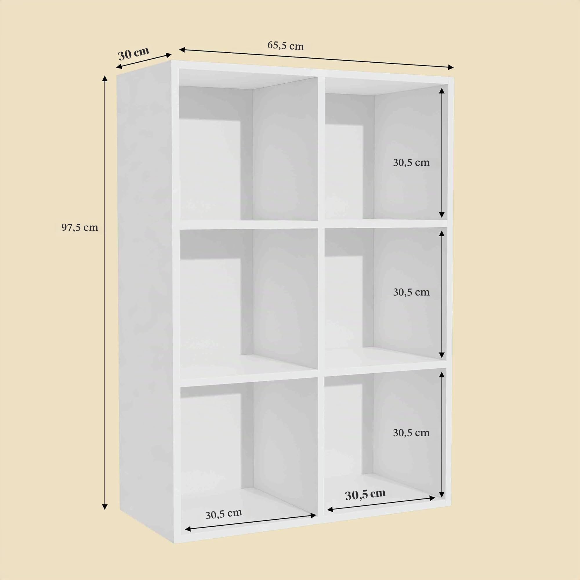 Garvis Bücherregal Regal mit 6 Ebenen Standregal Büroregal freistehend Dekoregal zur Präsentation offenes Aufbewahrungsregal für Wohnzimmer Homeoffice Esszimmer (Weiß)