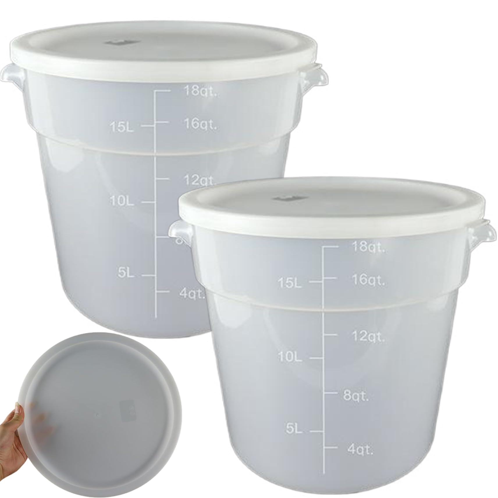 Awnsimfreien 6L Dough Proofing Box, 2Pcs Quart Containers With Lids, /6-Quart Round Food Storage Containers With Lids, Plastic Dough Proofing Box With Handle, Easy Clean Restaurant With 2Pcs