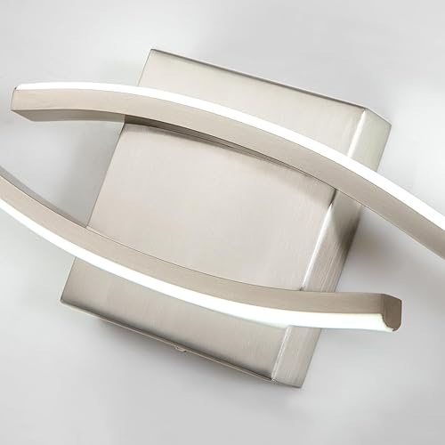 Miniatura 5 de Moderna lámpara de baño, 23.6 pulgadas, regulable, níquel cepillado, luces de tocador de baño sobre espejo, aplique de pared de aluminio de 15 W,